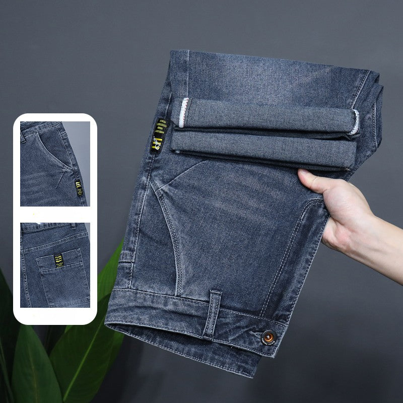 Men's Straight Casual Denim Shorts Simple Solid Color Slim Jeans Comfortable Breathable Bermuda Short Pants Summer