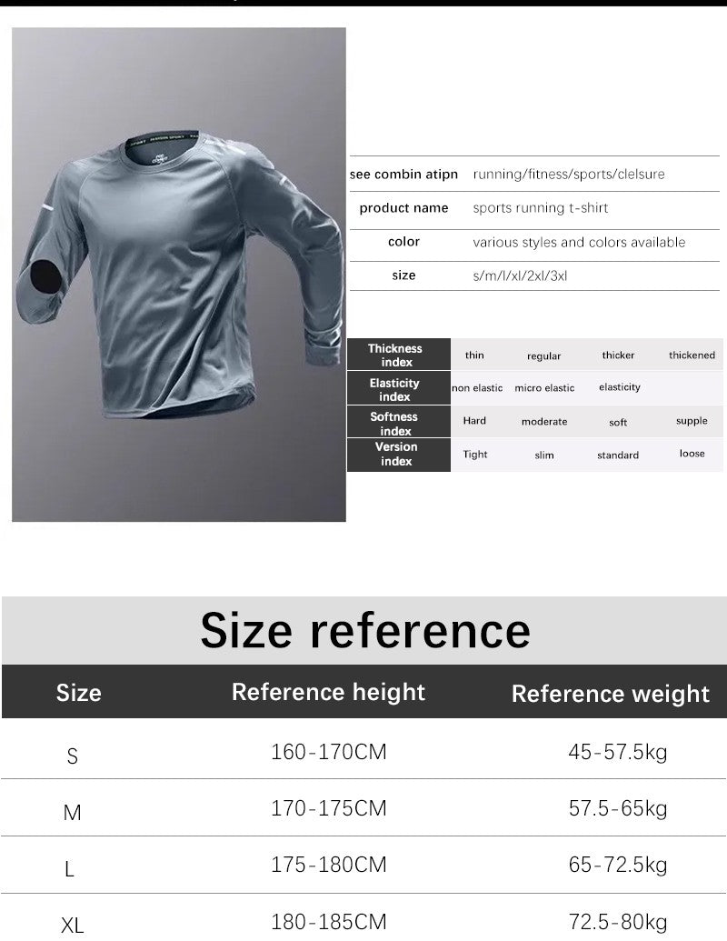 Men's Running Quick-drying Clothes Long Sleeve Running Training Fitness Morning Sports Cycling Mountaineering Men Clothes Tops