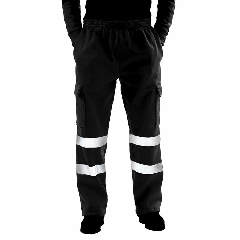 Mens Work Uniform Bottoms Safety Sweat Pants Striped Reflective Pants Loose Mens Rain Trousers Joggers Patchwork Workwear