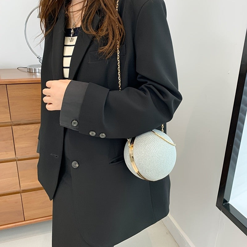 Women's Crystal Ball Clutch Bag Shiny Round Elegant Dinner Party Purse Luxury Female Party Handbags