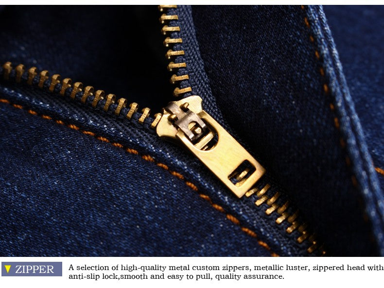 Autumn Classic Men's Fitted Stretch Jeans Business Casual Cotton Denim Straight Leg Pants Male Black Blue Trousers