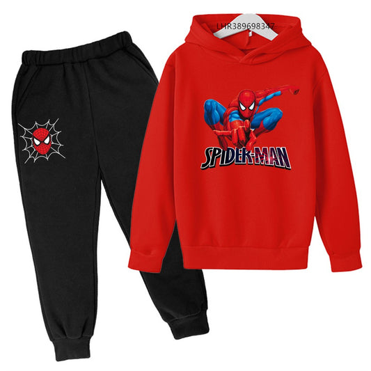 Autumn winter children's hoodie Spider-Man clothing leisure outerwear sweatshirt +pants set Suitable 3-12 years Boys girls gift