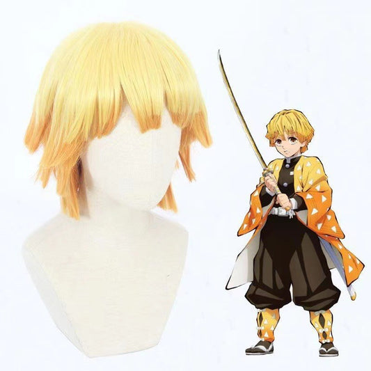Zenitsu Wig Short Yellow Wig For Demon Slayer Cosplay Orange Ombre Wig Cosplay Wig for Synthetic Wig for Halloween Party Cosplay