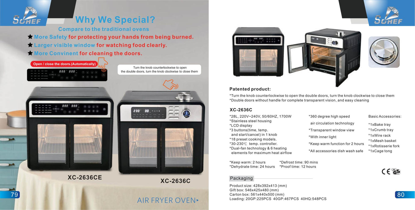 Kitchen Appliance Electric Air Oven Multi-function All In One Toaster Oven Double Doors Air Fryer Oven