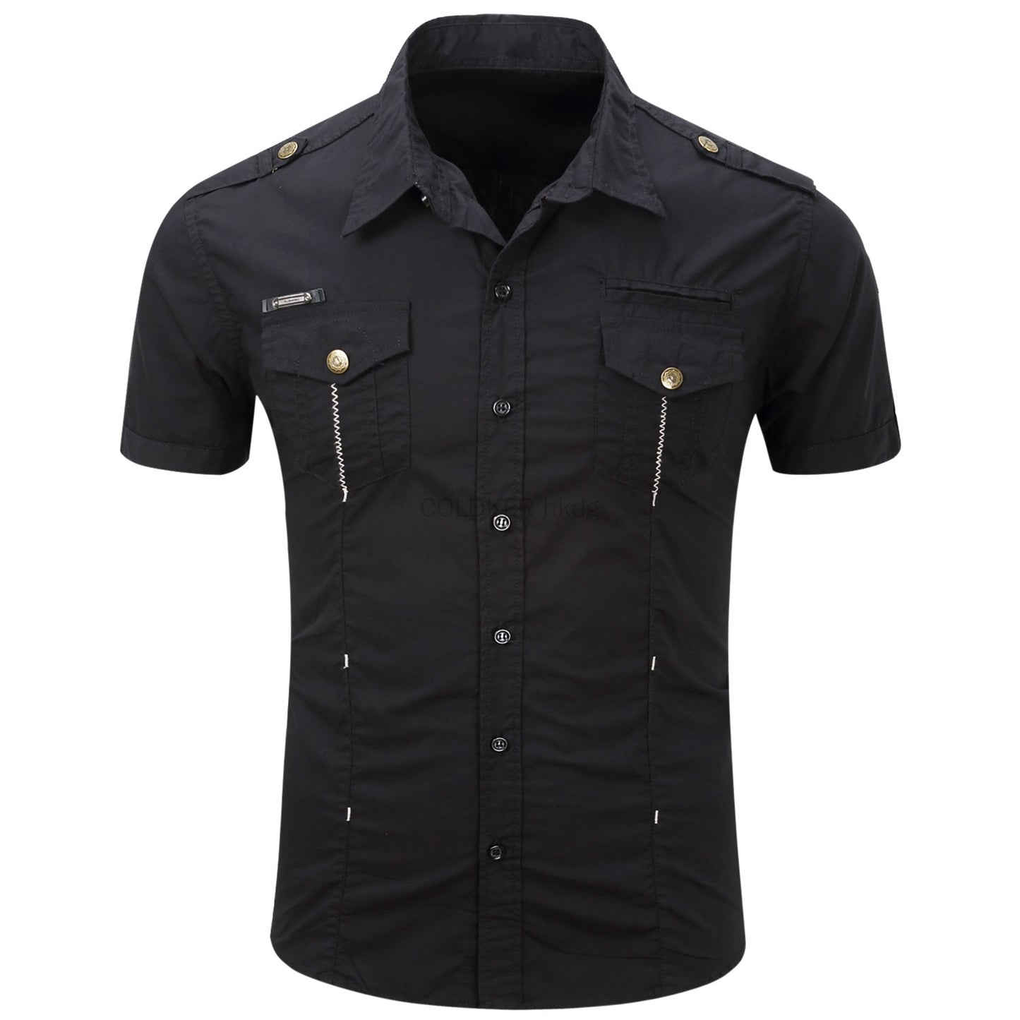Euro Size White Short Sleeve Men's Uniform Shirt Safari Shirt Summer Casual 100% Cotton Cargo Outdoor Pocket Work Shirts for Men