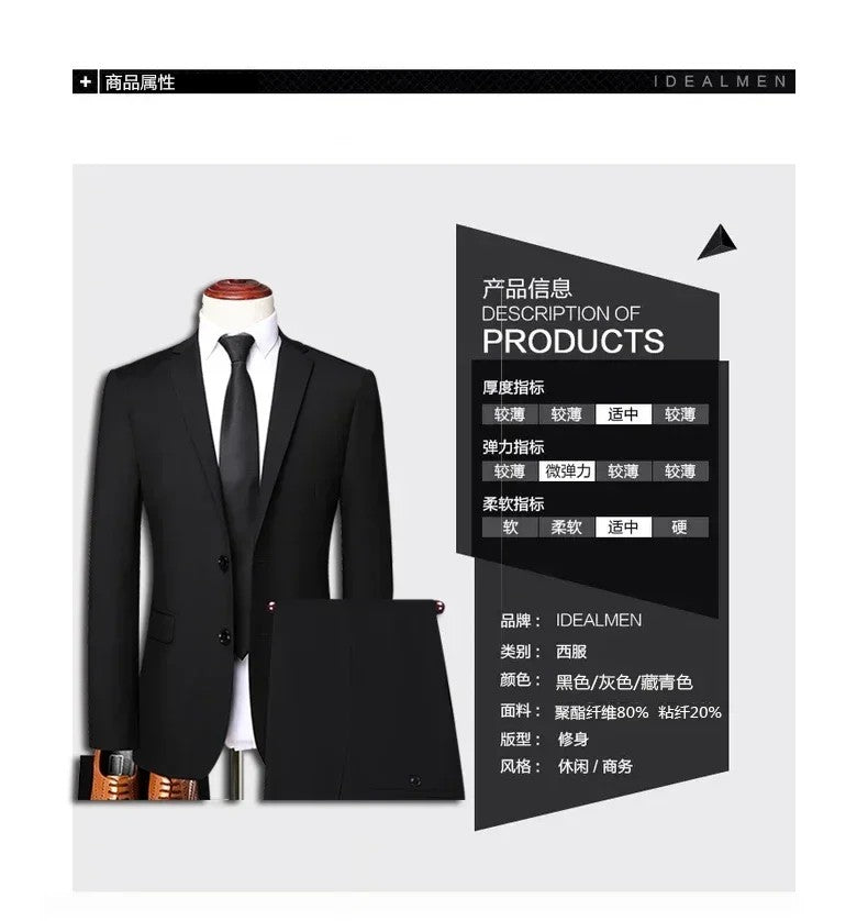 S-8XL (Blazer+ Pants) Men's Fashion Business Casual Outdoor Gentleman Trend Single Breasted Wedding Slim-fit British Style Suit