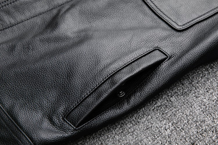 Wholesales.100% Genuine Leather jacket.Classic casual black Men cowhide clothes.quality plus size leather coat.Father's gift
