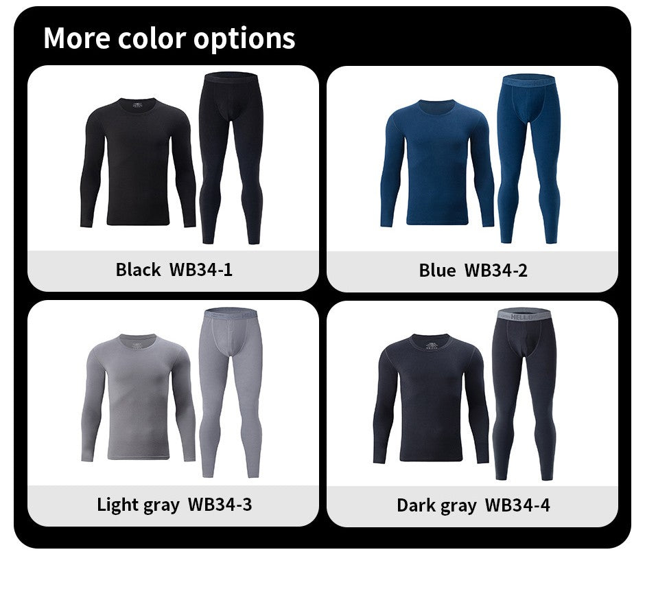 4-Piece /2-Piece Men's Long-sleeved Trousers In Autumn And Winter Thermal Underwear Casual Joker Sports Fitness Solid Color Suit