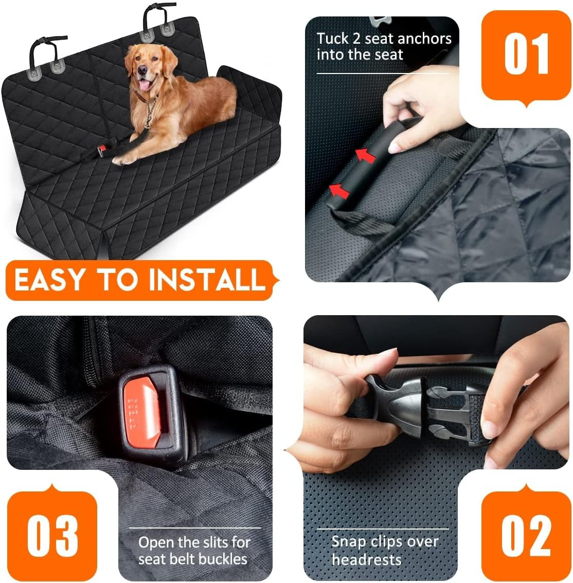 Dog Car Seat Cover, Back Seat Cover for Dogs Pet Car Seat Protector Waterproof Bench Car Seat Cover, Non-Slip Reat Seat Cover