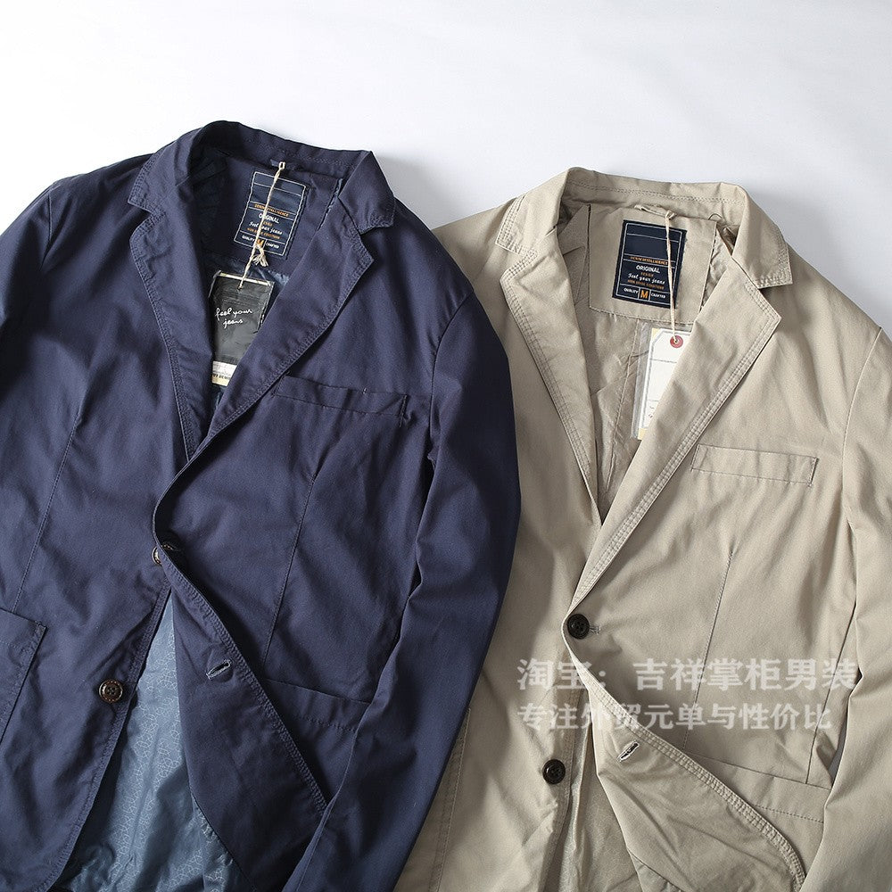 Turkey High Quality 100% Cotton Yarn Washed Breathable Autumn Men's Casual Blazer Suit Light Versatile Suit Coats Citboys Cool