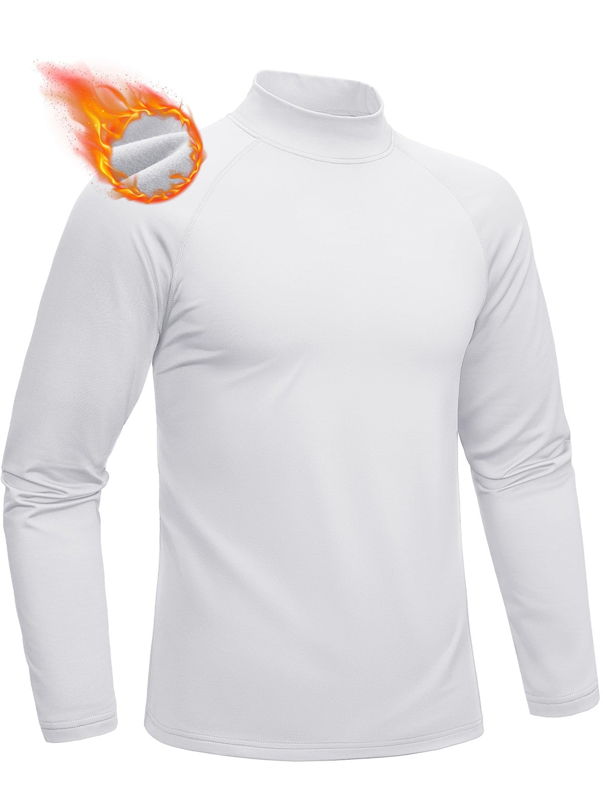 TACVASEN Mock Neck Thermal T-shirts Mens Micro-fleece Lined Long Sleeves Spring Athletic Workout Base Layer Pullover Tops Male