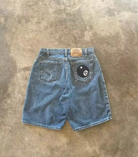 High Quality Street Y2K Retro Denim Shorts Shinjuku Hip Hop Pocket Loose Denim Shorts For Men and Women In Summer Gothic Shorts