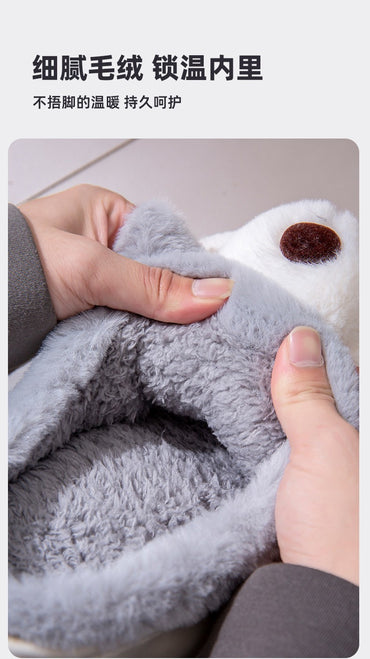 Plus Size 50 Indoor Fluffy Slippers For Women Men Winter Warm Shoes Cute Cartoon Dog Light Weight Couples Home Floor Slipper