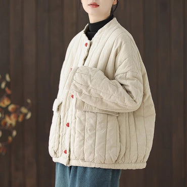 Cotton And Linen Women's Quilted Jacket 2024 New Autumn And Winter Retro Chinese Style Short Thick Casual Padded Coat Top K2675
