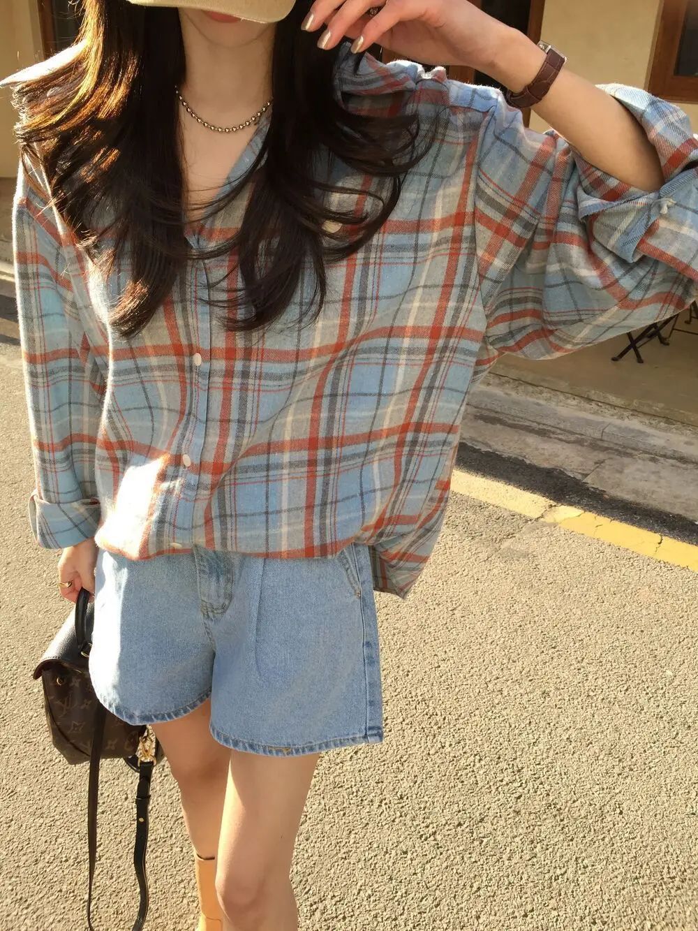 Early Autumn New Style Loose Long Sleeve Shirt Women's Polo Collar Button down Striped Korean Ins Lazy Style Fashionable Women's