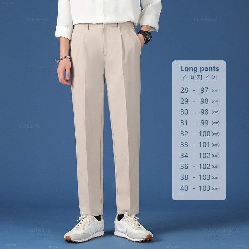 Spring Summer New Smooth Pendulous Suit Pants Men Business Long Trousers Korean Formal Ankle Length Pant Male Plus Size 40