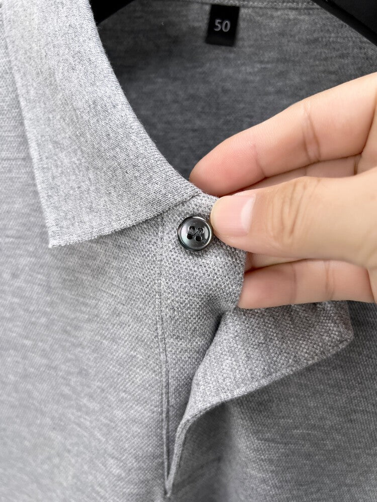 Durable 100% Cotton Men Polo Shirt,Autumn Leisure Long Sleeve, Breathable Lapels T-shirt, 16 Colors, Perfect for Golf and Sports