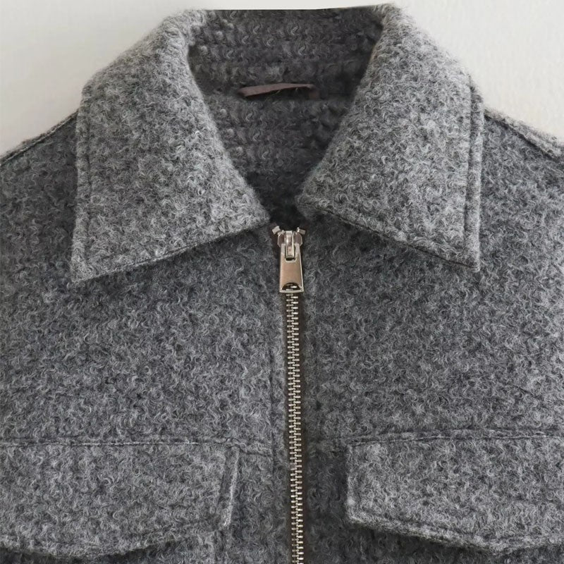 MUJER Tweed Cropped Jackets for Women Autumn Winter Short Coat Jacket Women Zip Crop Demi-season Jacket Woman New in outerwears