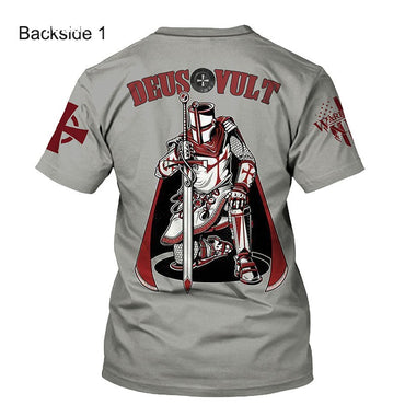 Crusader Knights Templar 3D Harajuku Print Handsome Retro Taste Fashion Personality Street Men's Round Neck Short Sleeve T-shirt
