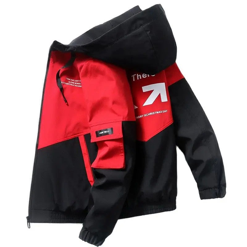 2023 Men's Spring and Autumn New Jackets High Street Trendy Printing Cargo Coat Stitching Color Windproof Pilot Jacket Male