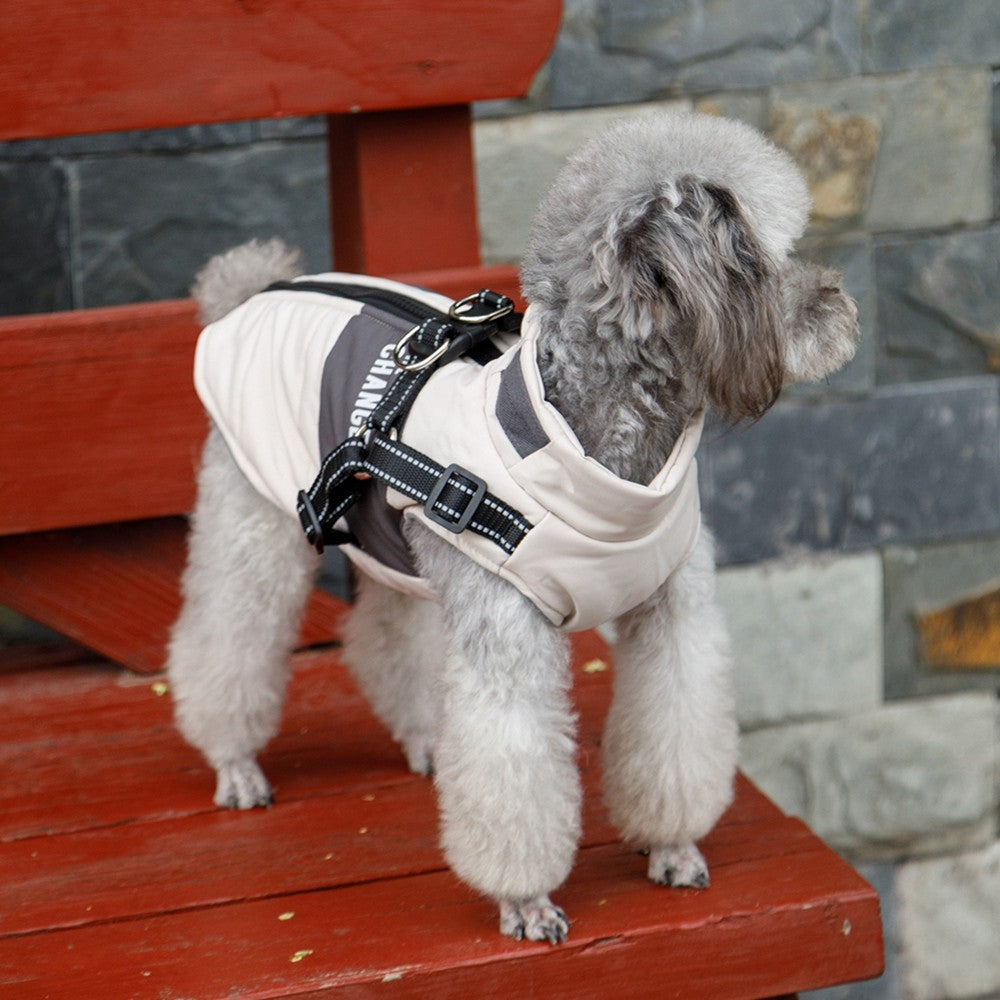 Casaco Quebra-Vento para Cães com Colete e Dois Anéis em D Jaqueta para Cães Casaco com Capuz Quente Roupa Quente para Cães