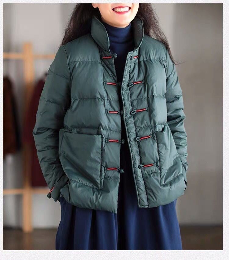 Vintage Single-breasted Quilted Puffer Jacket Winter Warm Lightweight Parka Windproof Outerwear Winter ClothesTrends Coat New