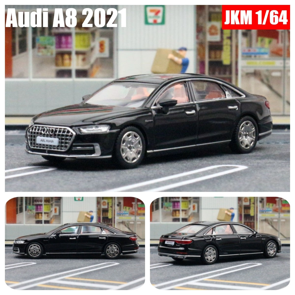 JKM 1/64 Audi A8 A7 Modelo Miniatura 1:64 Carro de Brinquedo Premium Roda Livre Coleção de Liga Fundida Adequado para Hot Wheels Mini GT