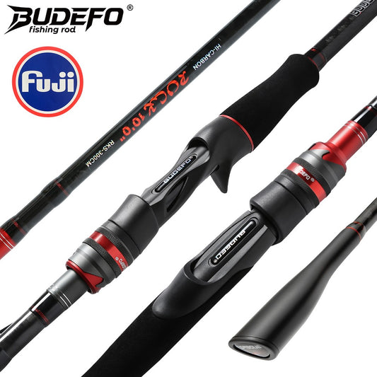 BUDEFO ROCK Carbon Spinning Casting Fishing Rod with 1.98m 2.28m 2.43m 2.58m 2.70m 3.00m Baitcasting FUJI Guide FAST Rod