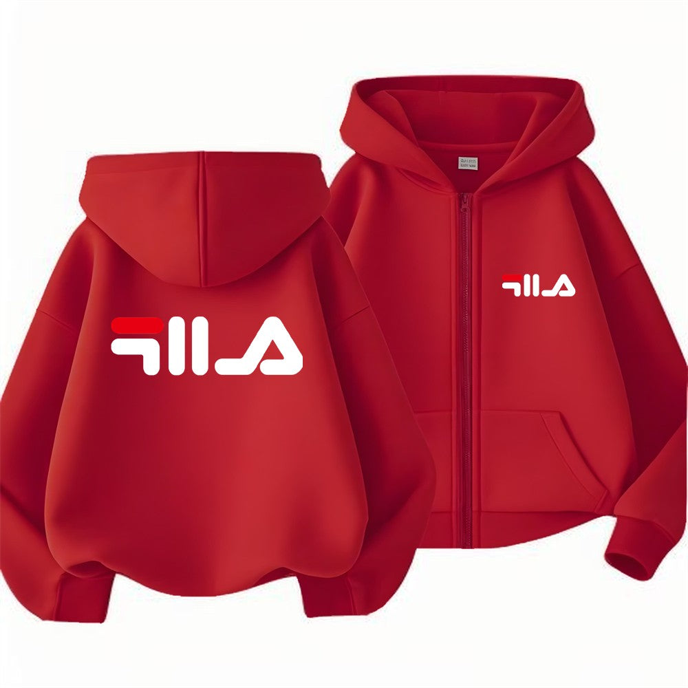 Children's Trendy Hoodie Zipper Style Coat Sweatshirt Boys Girls 3-12Yrs Gift Long Sleeve Top Casual Charming black Clothes