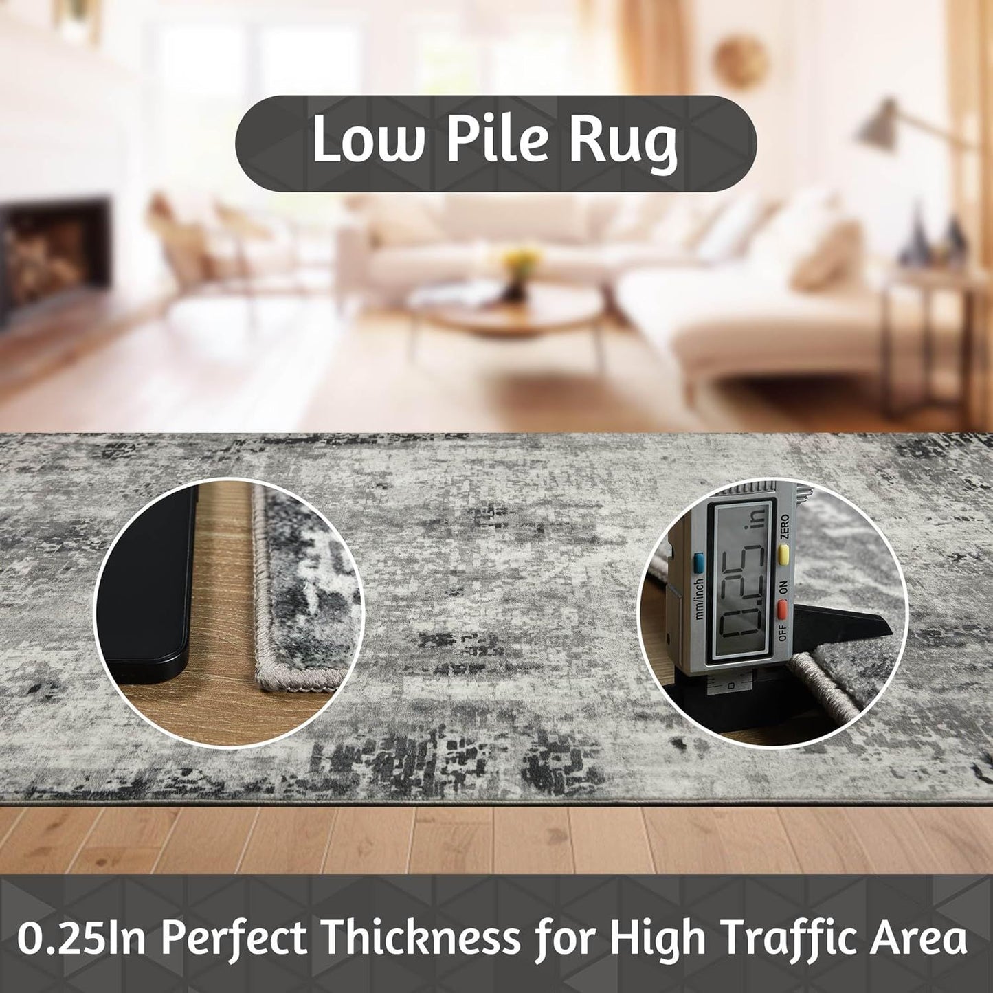 Living Room Area Rugs Soft Large Modern Abstract Area Rug, Boho Vintage Machine Washable Non Slip Carpet , Low Pile Rugs