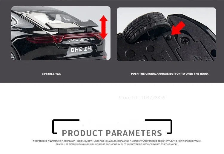 1:32 Cayenne Panamera Carros em Miniatura Liga Fundida Som Luz Portas Abertas Veículos de Fricção para Crianças Presentes