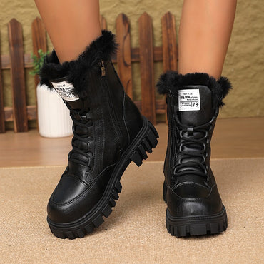 Women's Winter Fleece-Lined Warm Boots2025New Versatile Height-Increasing Women's Boots Slim Short Boots