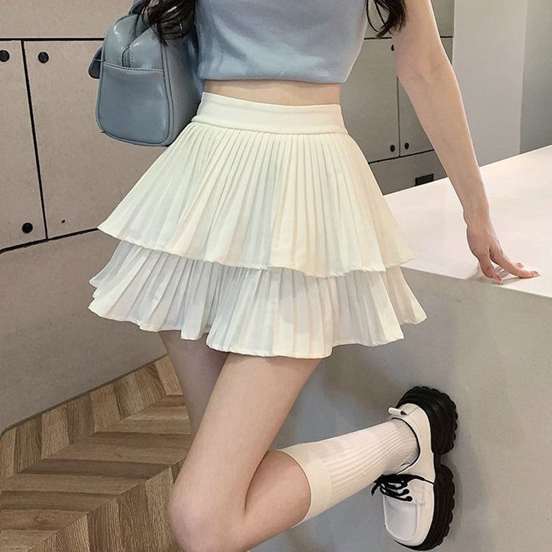 Mini Skirt Cute Sexy Balletcore Elastic High Waist Ball Gown Ruffle Patchwork Lo