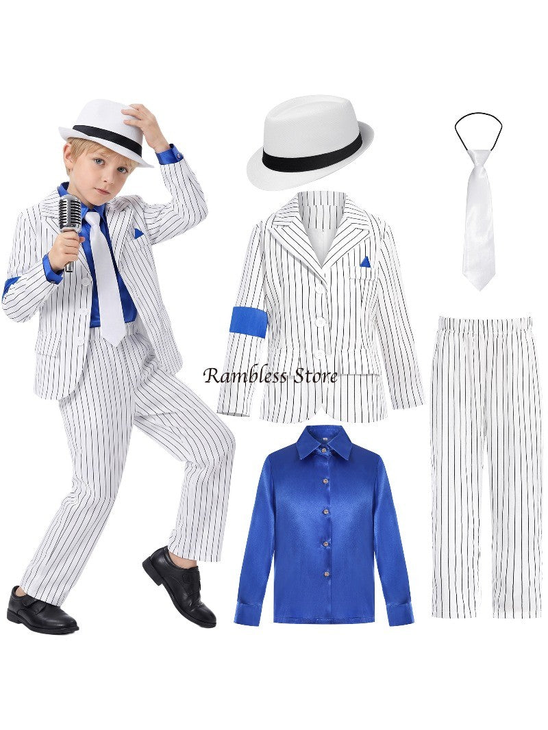 Children Michael Jackson Dancer Cosplay Suits for Kids Stage Performance Smooth Criminal MJ Cos Costumes Sets Kid Halloween