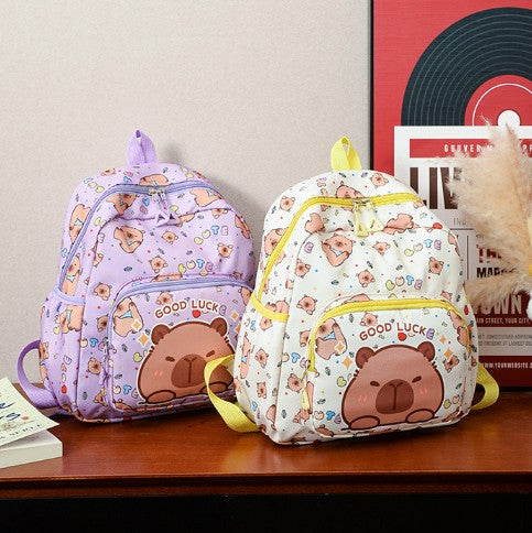 Capibara Print Backpacks Large Capacity Back To School Unisex Fashionable Cute Children's Bags For Kids Gift
