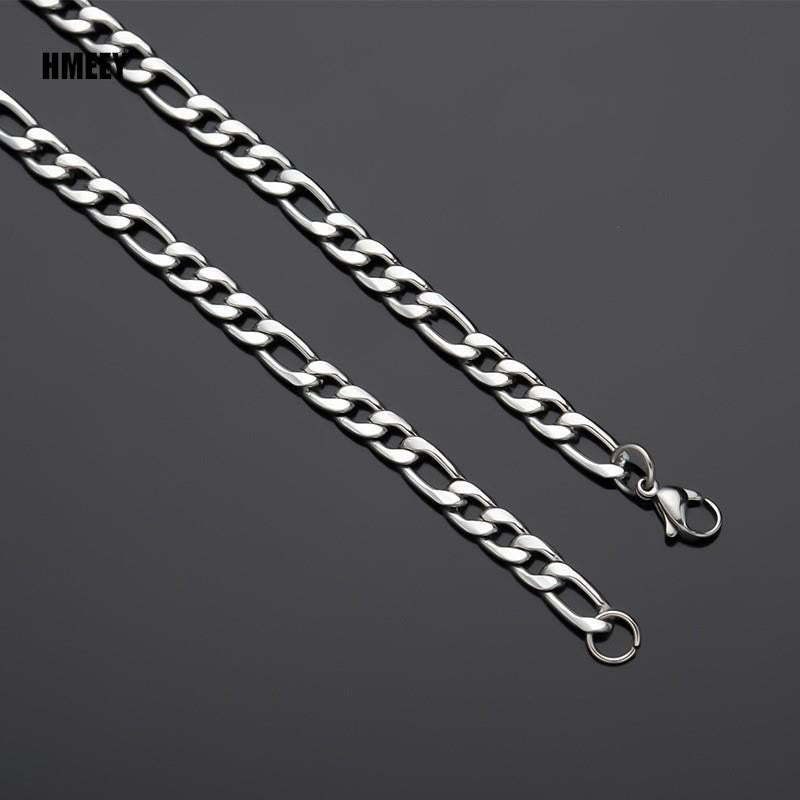 Colar Masculino de Aço Inoxidável Elo Corrente Figaro para Mulheres de Alta Qualidade Choker Impermeável Acessórios de Joias Cor Prata Presente
