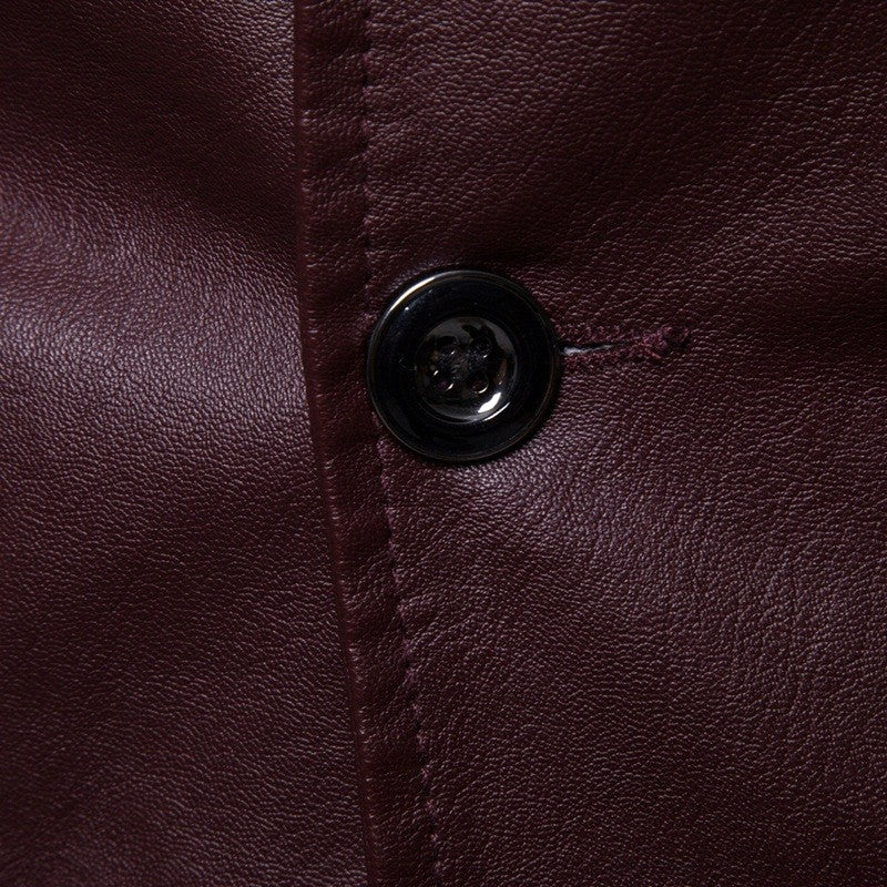 Black Men's PU Leather Suit, Leather Jacket Coat, Burgundy, Navy, Earthy Leather Jacket, Asian Size M-4XL