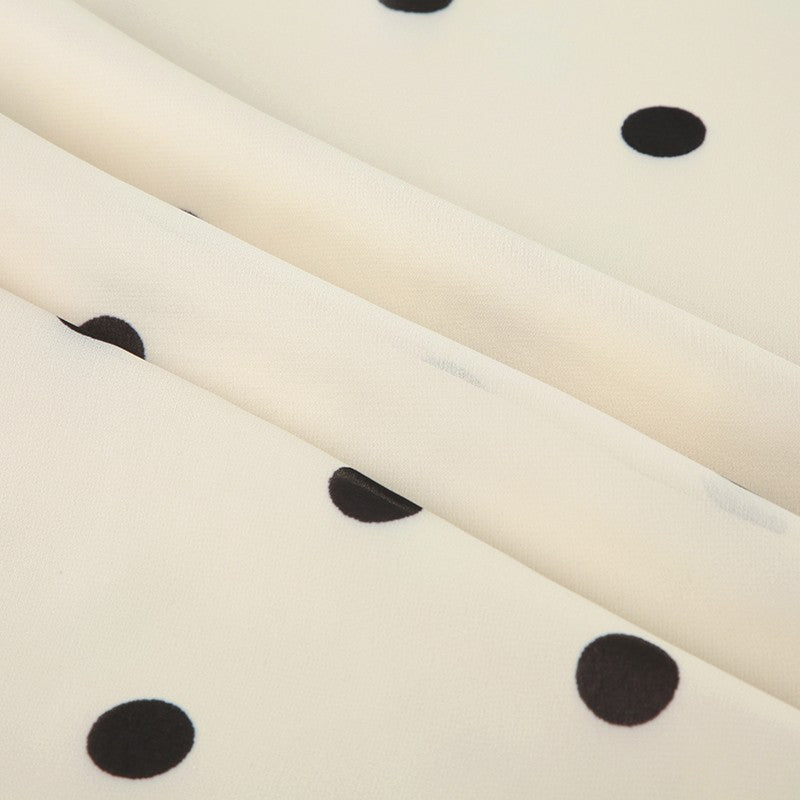 BIIKPIIK Casual Women Polka Dot Skirts Lettuce Trim Beige Elegant Midi Skirts St