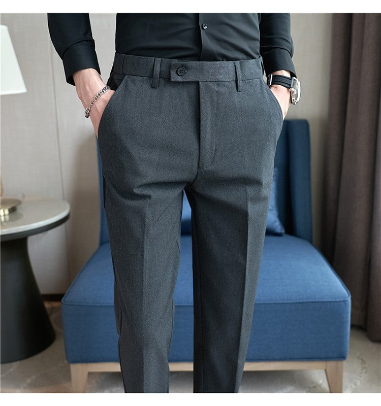 Men Suit Pant Autumn Elastic Waist Solid Slim Fit Dress Pants Business Casual Office Social Trouser Plus Size 40 38 Men Clothing