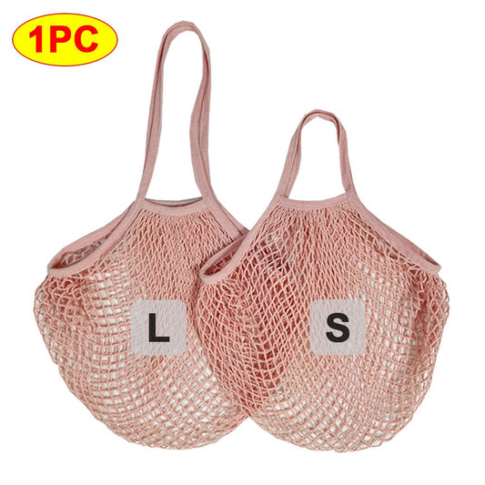 Silicone World 1PC Portable Reusable Grocery Mesh Bag Cotton Shopping Mesh Bags Handheld Shoulder Back Fruit Vegetable Net Bag