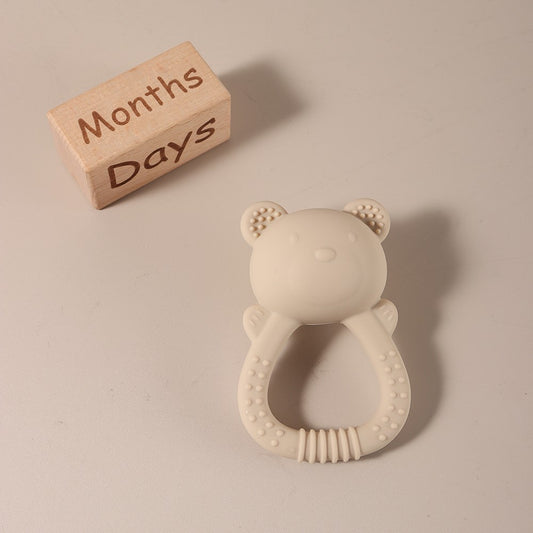 Hot sale cute bear baby rattle silicone teether 0-1 year toy