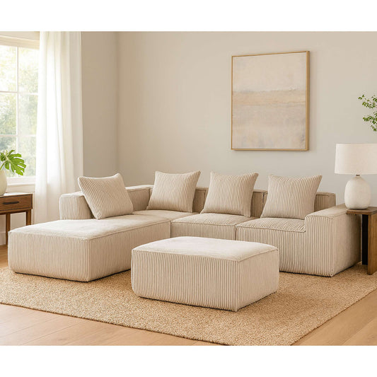 Sectional boneless Couch with L-Shape Chaise,Modern Modular sleeper Sofa with Deep Seat, Upholstered Couches for Room