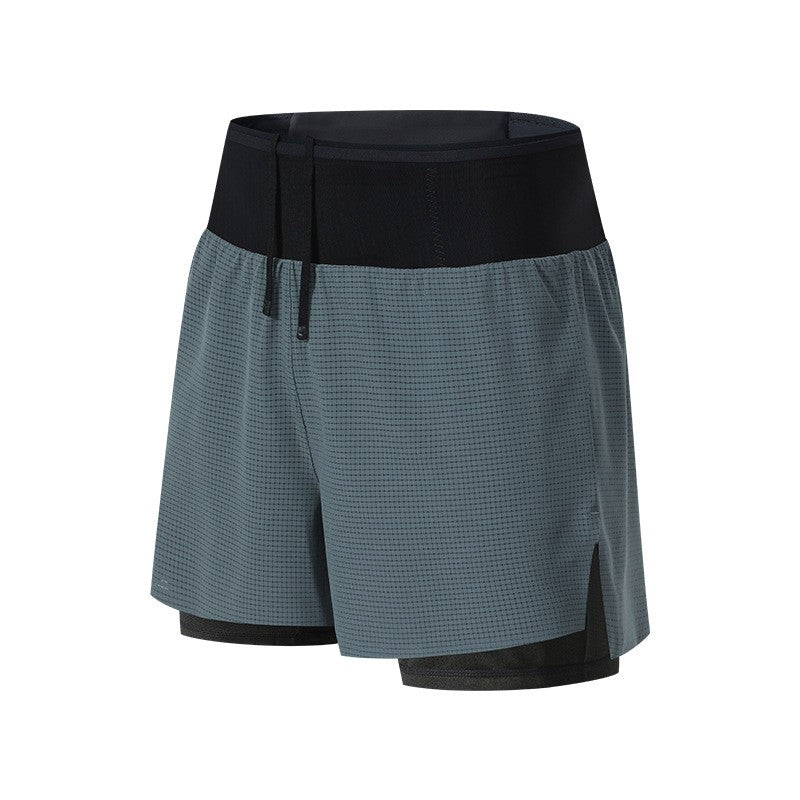 Men's Trail Running Shorts Quick Dry Double Layer with Liner & Waist Pocket Marathon Hiking Outdoor Training Athletic Breathable