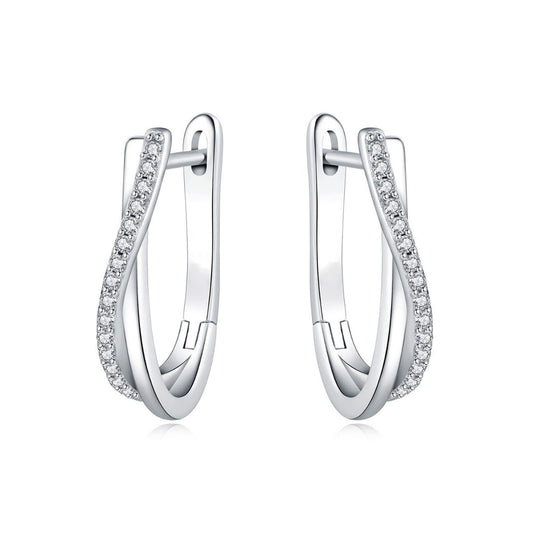 925 Silver Star Twisted Line Earrings Jewelry Versatile Hoop Earrings For Women Jewelry Fine Birthday Party Gifts