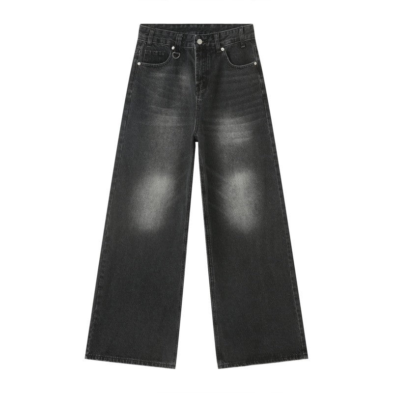 IEFB Calça Jeans Masculina de Verão Azul Velho Lavada Jeans Masculino Reta Casual Masculina Solta Perna Larga Novidade Moda 9C354