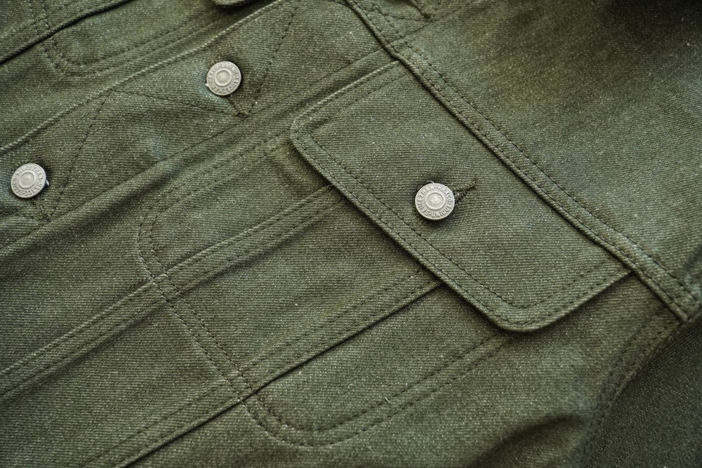 Sauce Zhan 540XX Mens Cusual Jacket Vulcanized green Selvedge Sanforized Denim Jacket 14 Oz Loose Fit