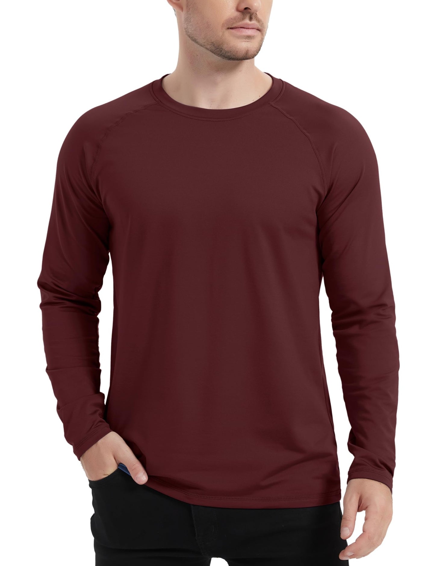 TACVASEN Fleece Lined T-shirts Mens Thermal Long Sleeve T Shirts Winter Autumn Athletic Workout Base Layer Pullover Tops Male