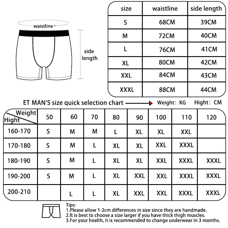 ETHIKA 1Pcs Sexy Underwear Boxers Fashion Print Underpants Male Boxers Men's Pan