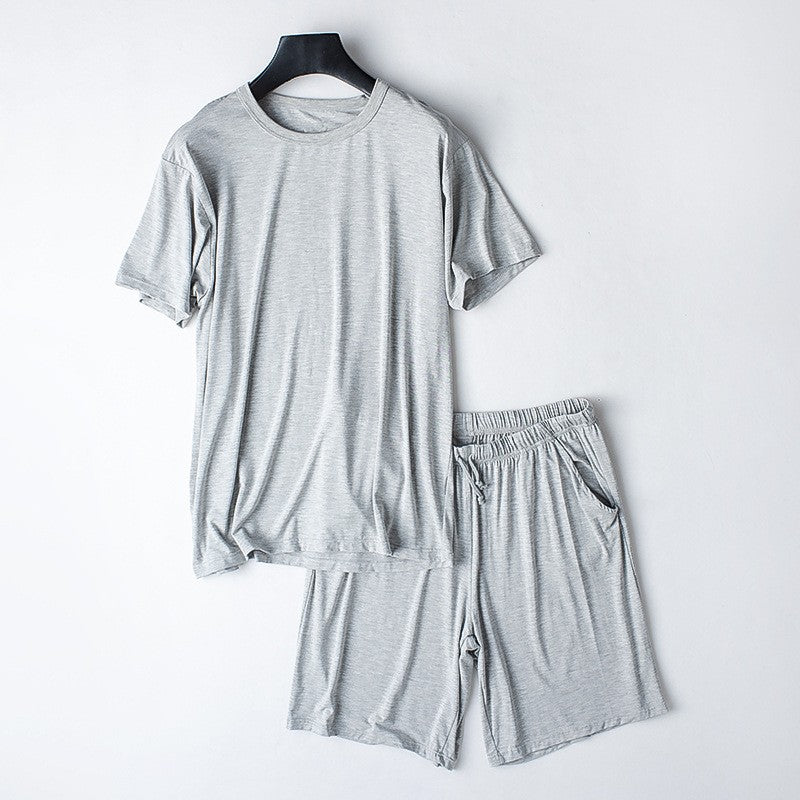 Modal Cotton Pajamas Suit Summer Men's Thin Loose Short-sleeved Shorts Nightwear Male Soft Breathable Homewear Sports Loungewear