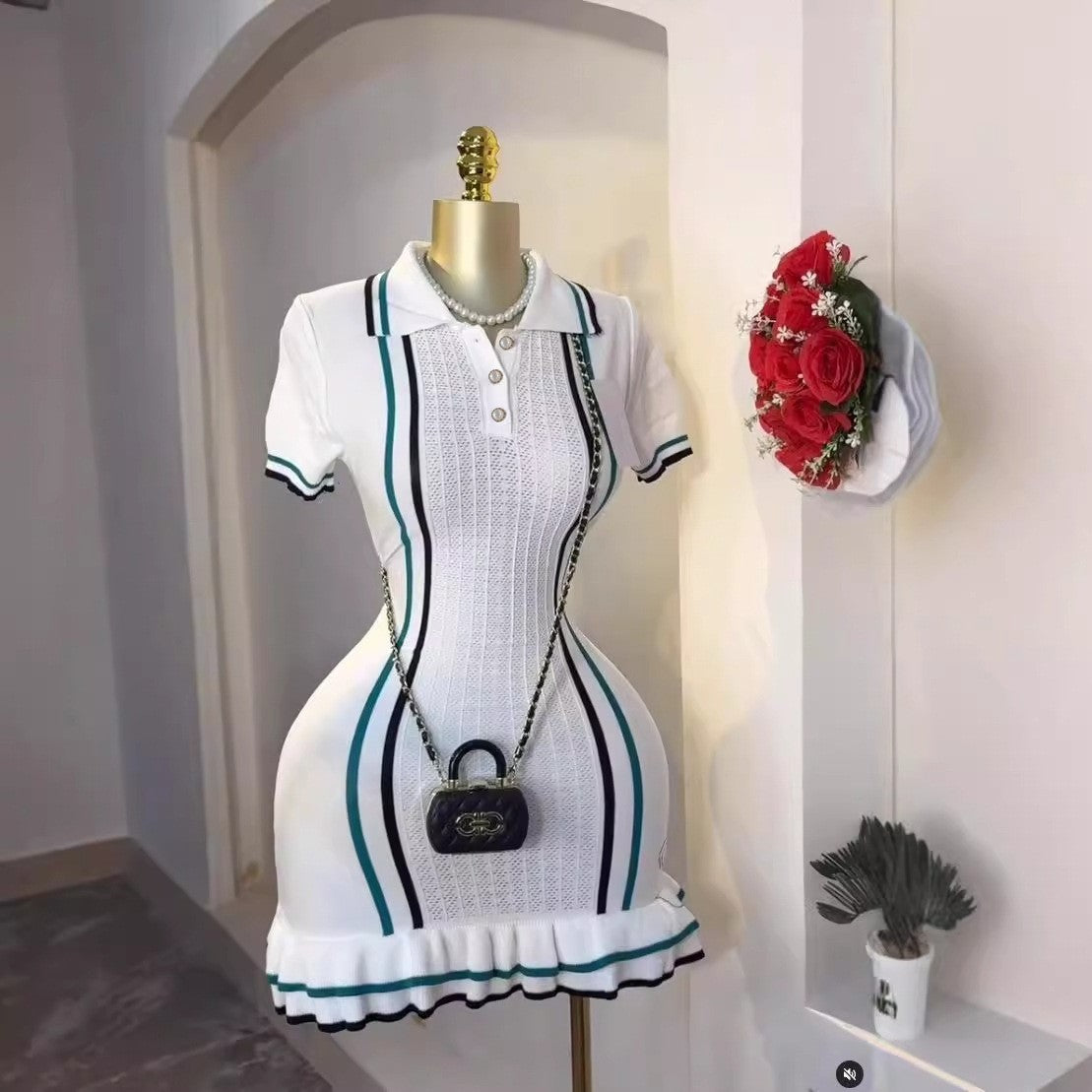 YuooMuoo Chic Fashion Sexy Package Hips Knitted Mini Dress 2025 Summer Vintage T